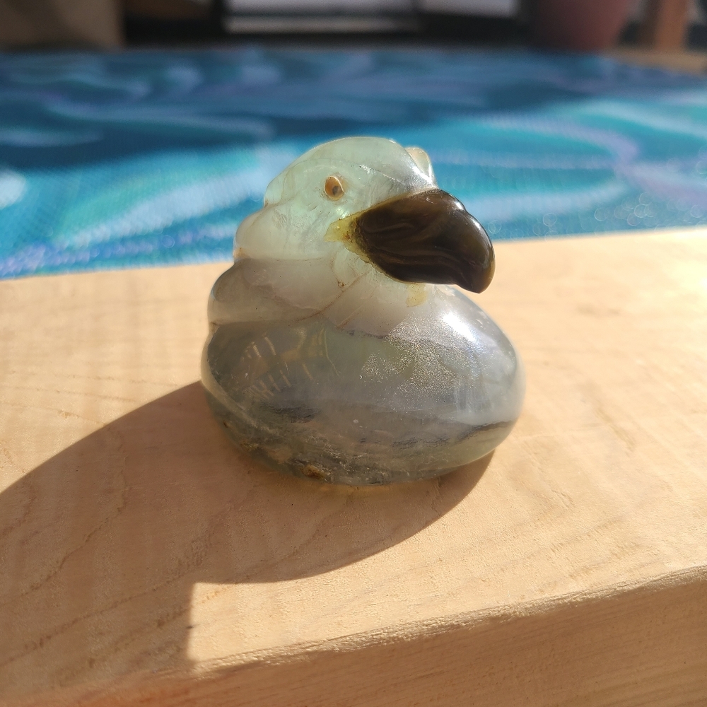 Stone Tiger Eye Blue Green Paper Weight Eagle Carved Rock Agate ?